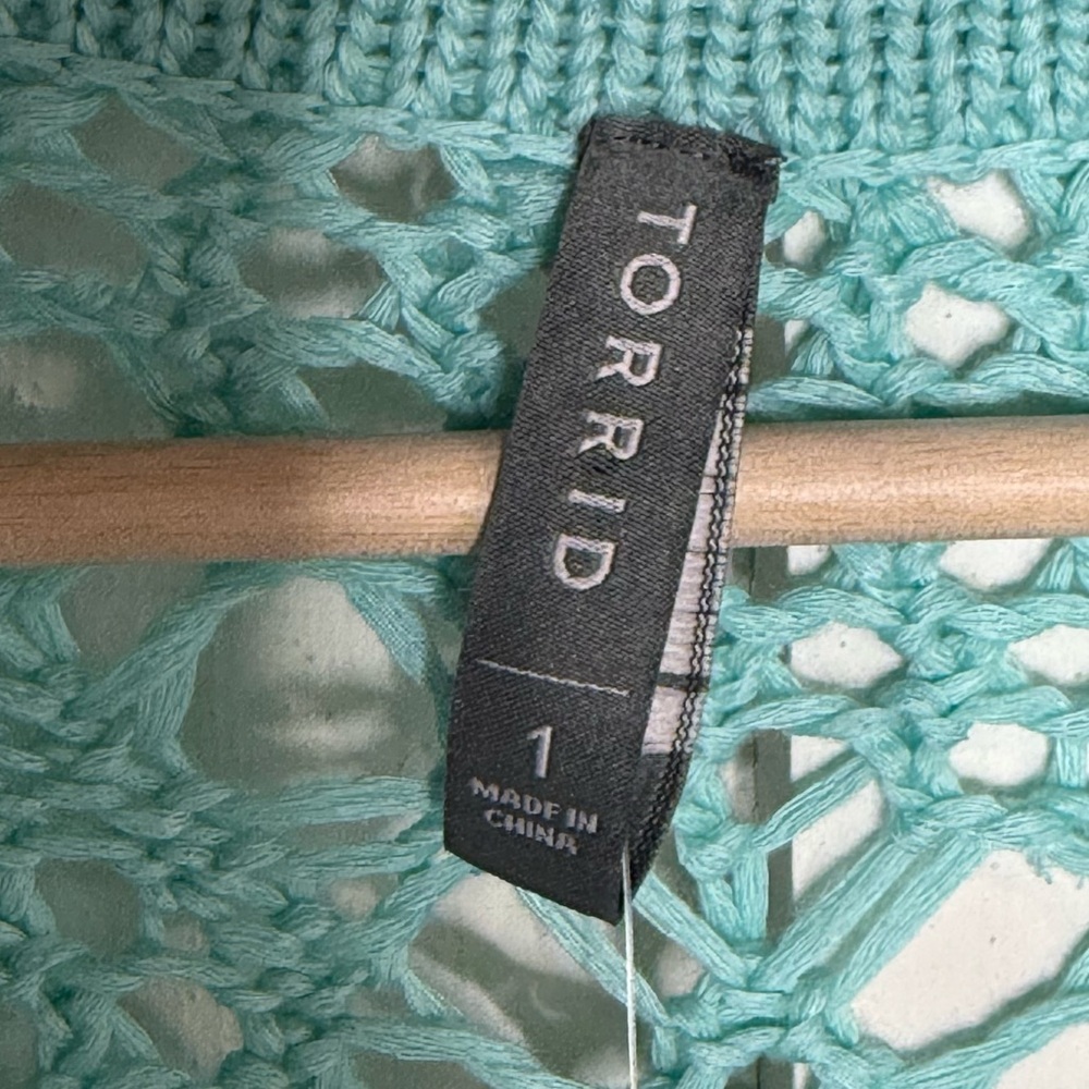 Torrid Crochet Knit Fringe Coverup Dress Size 1X Mint Blue Beach Boho Vacation - Picture 14 of 14